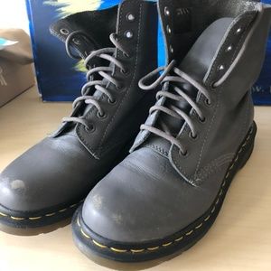 dr martens grey gray  lace up boots